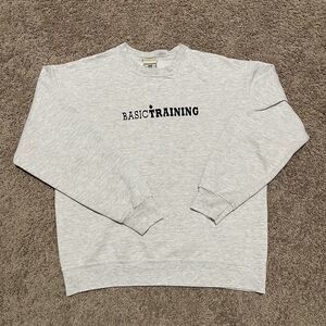 Vintage Lee Sweatshirt Mens Medium Gray Basic Training Logo Gym Crewneck Y2K